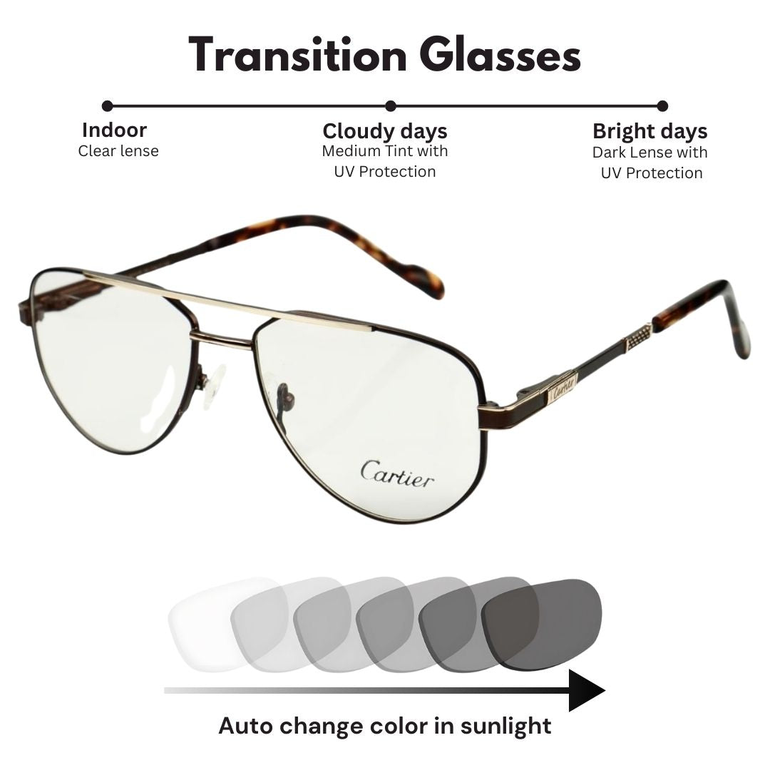 Polige – Aviator Transition Glasses – Golden Noir