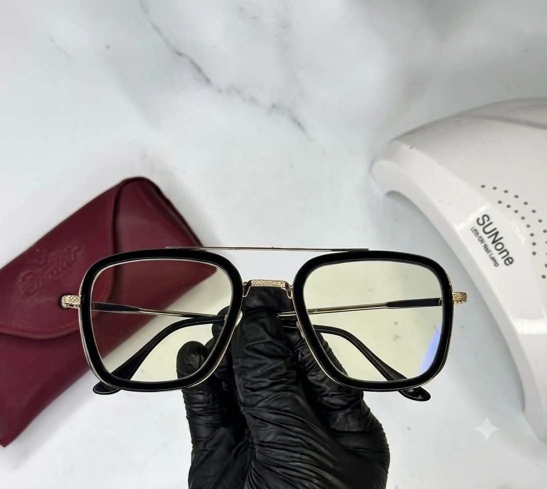 Western Trendy 5 in 1 Glasses - Black Golden - Transition + Screen - With Free Gifts