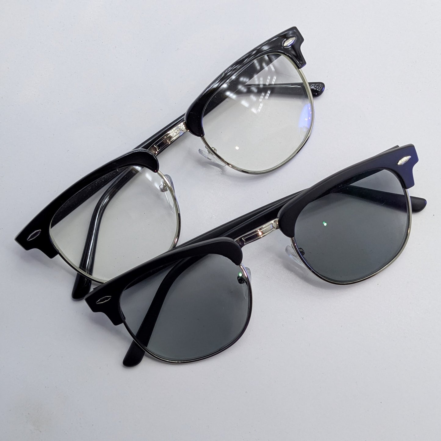 Premium Clubmaster Smart Glasses – Blue Cut + Transition - Free Gifts - Matte black
