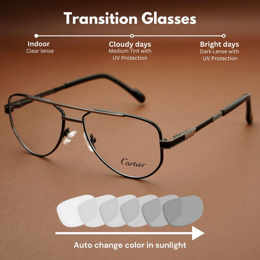 Polige – Aviator Transition Glasses – Onyx Black