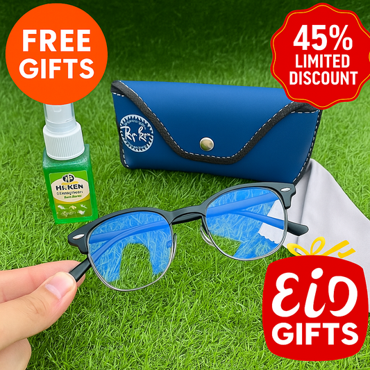 Black - Smart Blue Light Protection Glasses with Free pouch, shiner, cleaning cloth