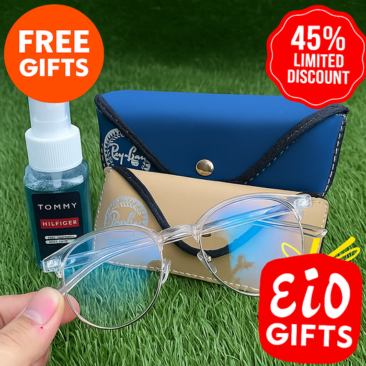 Silver - Smart Blue Light Protection Glasses with Free pouch, shiner, cleaning cloth