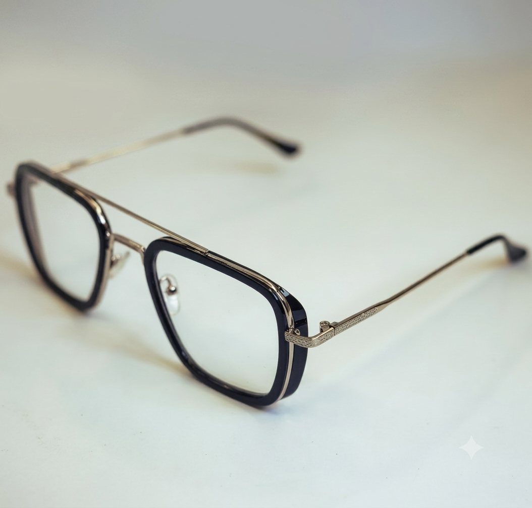 Western Trendy 5 in 1 Glasses - Black silver - Transition + Screen - With Free Gifts