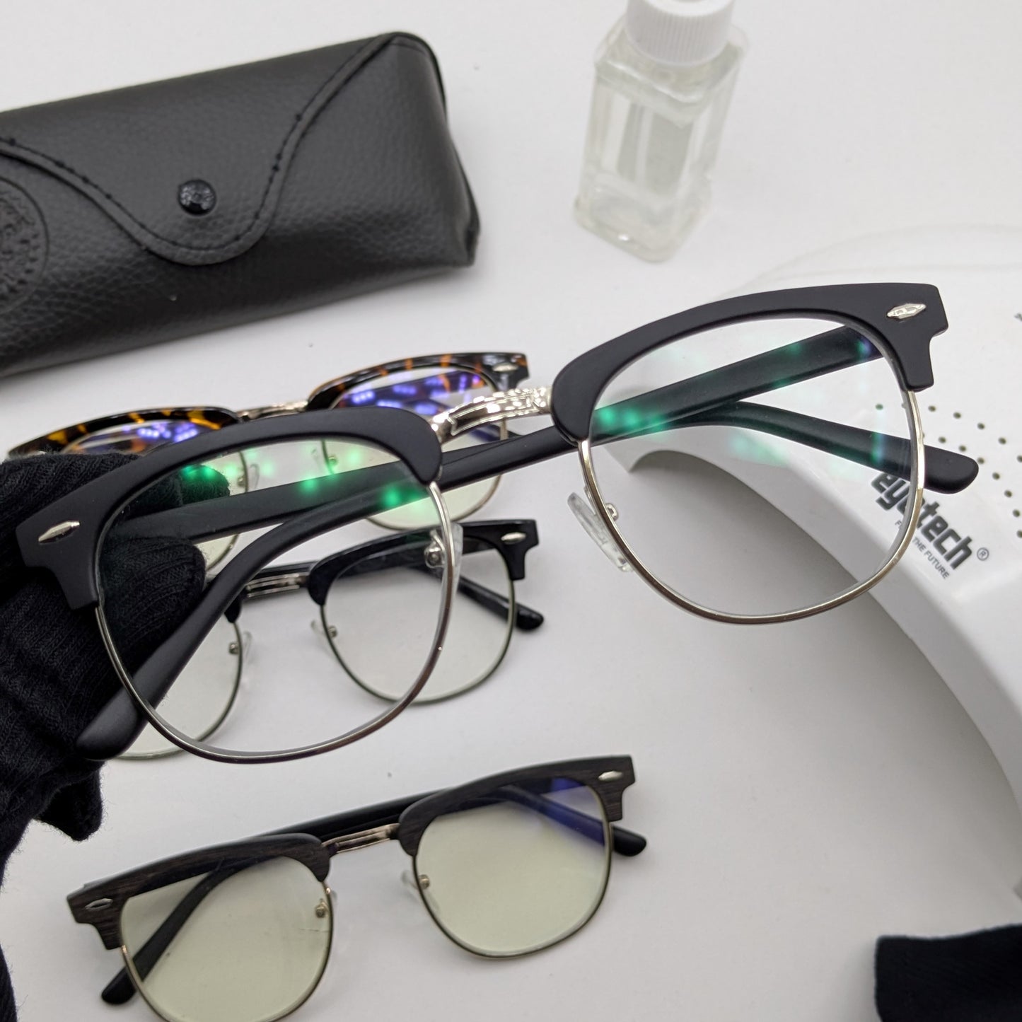 Premium Clubmaster Smart Glasses – Blue Cut + Transition - Free Gifts - Matte black
