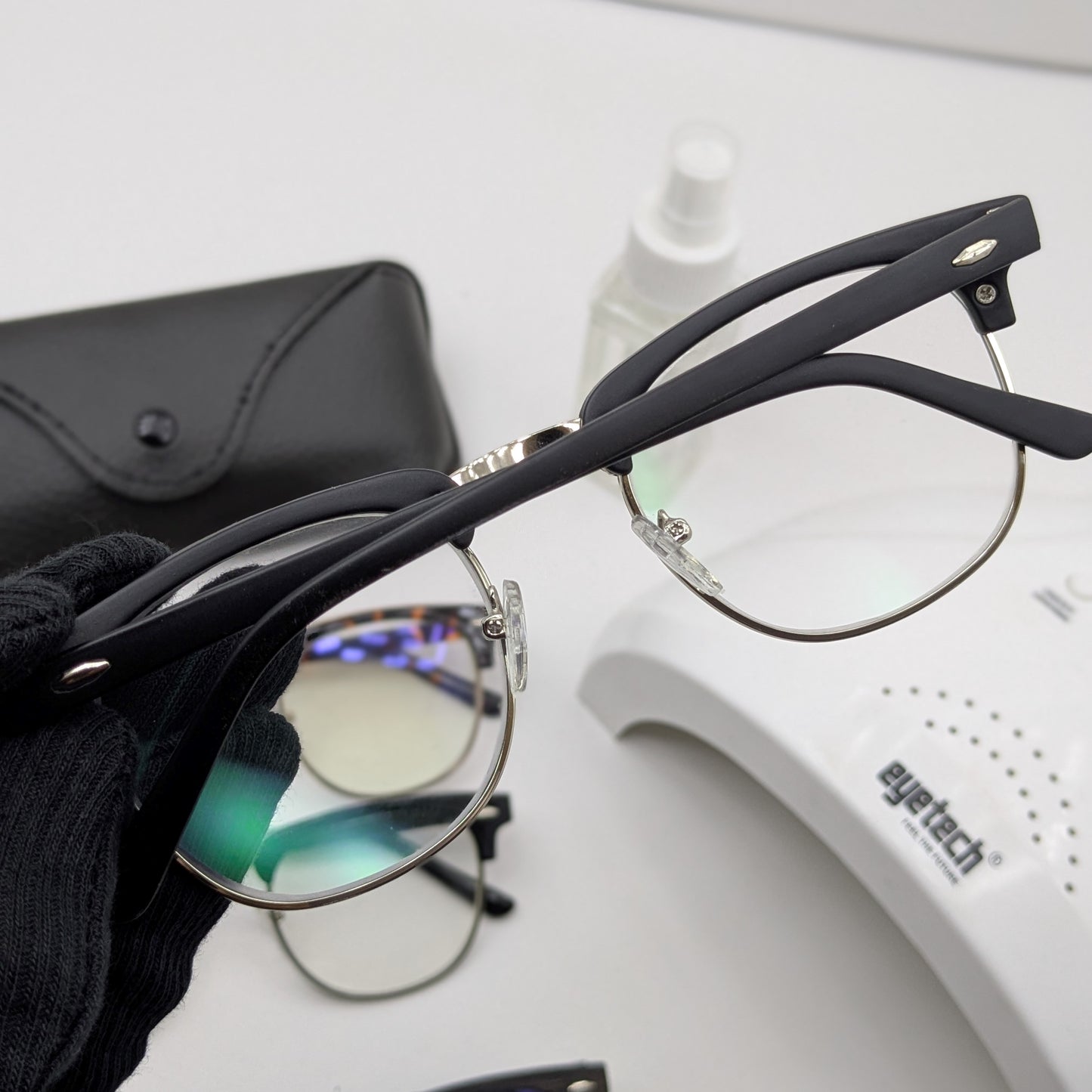 Premium Clubmaster Smart Glasses – Blue Cut + Transition - Free Gifts - Matte black