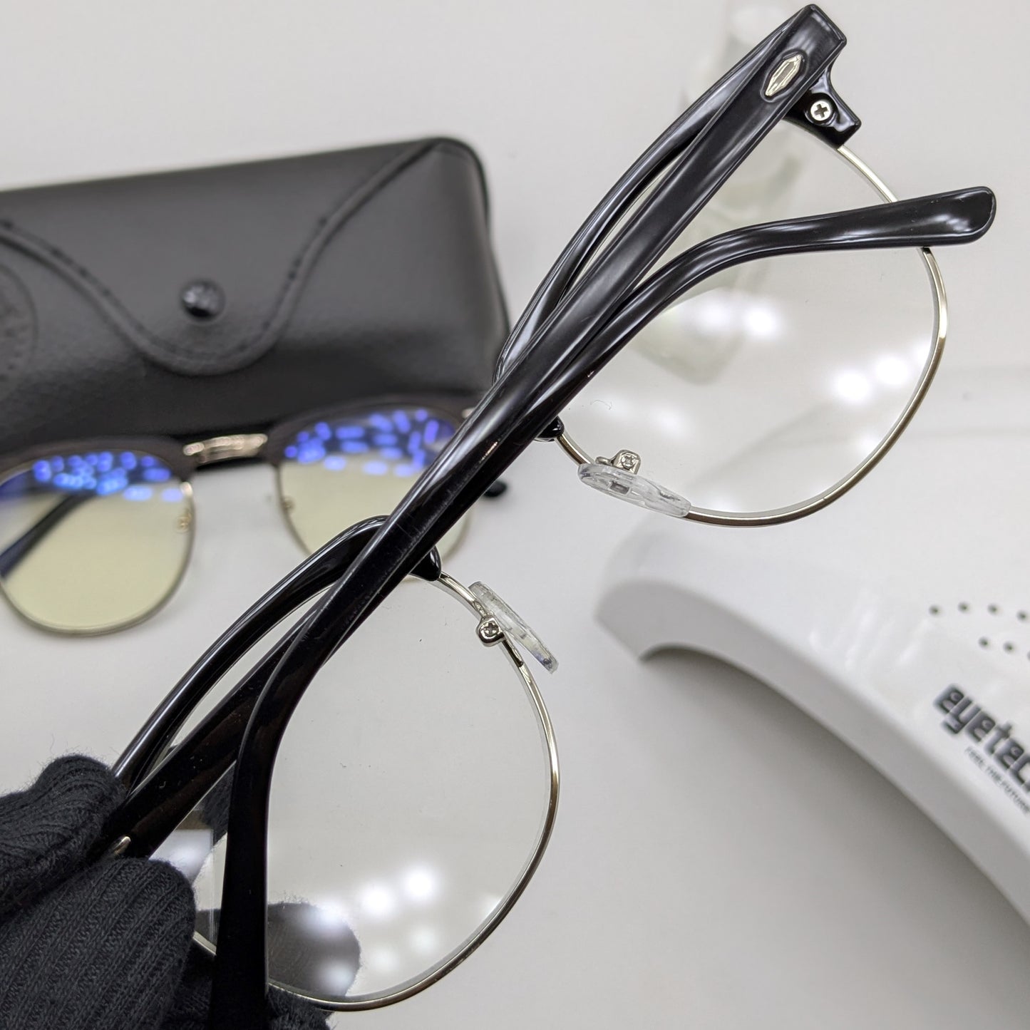 Premium Clubmaster Smart Glasses – Blue Cut + Transition - Free Gifts - Jet black