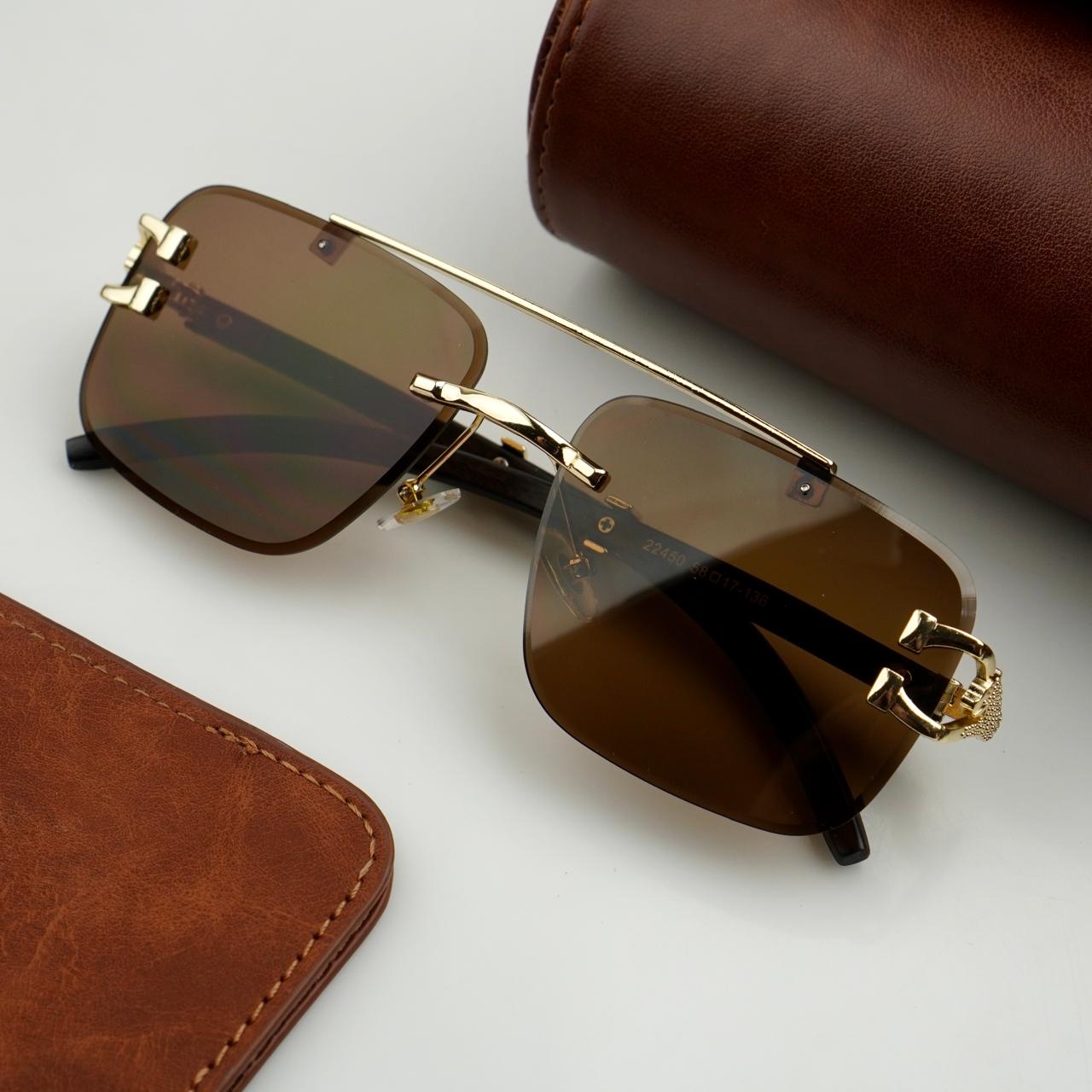 Bronze Baron - Amber Brown - Rimless Sunglasses