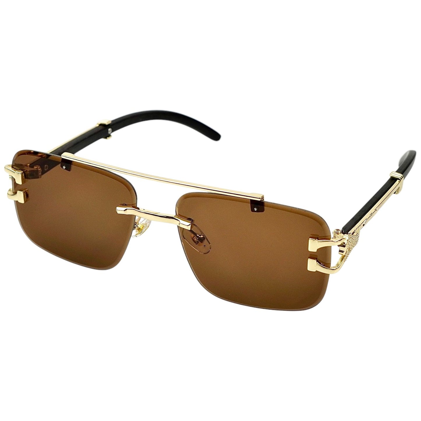 Bronze Baron - Amber Brown - Rimless Sunglasses