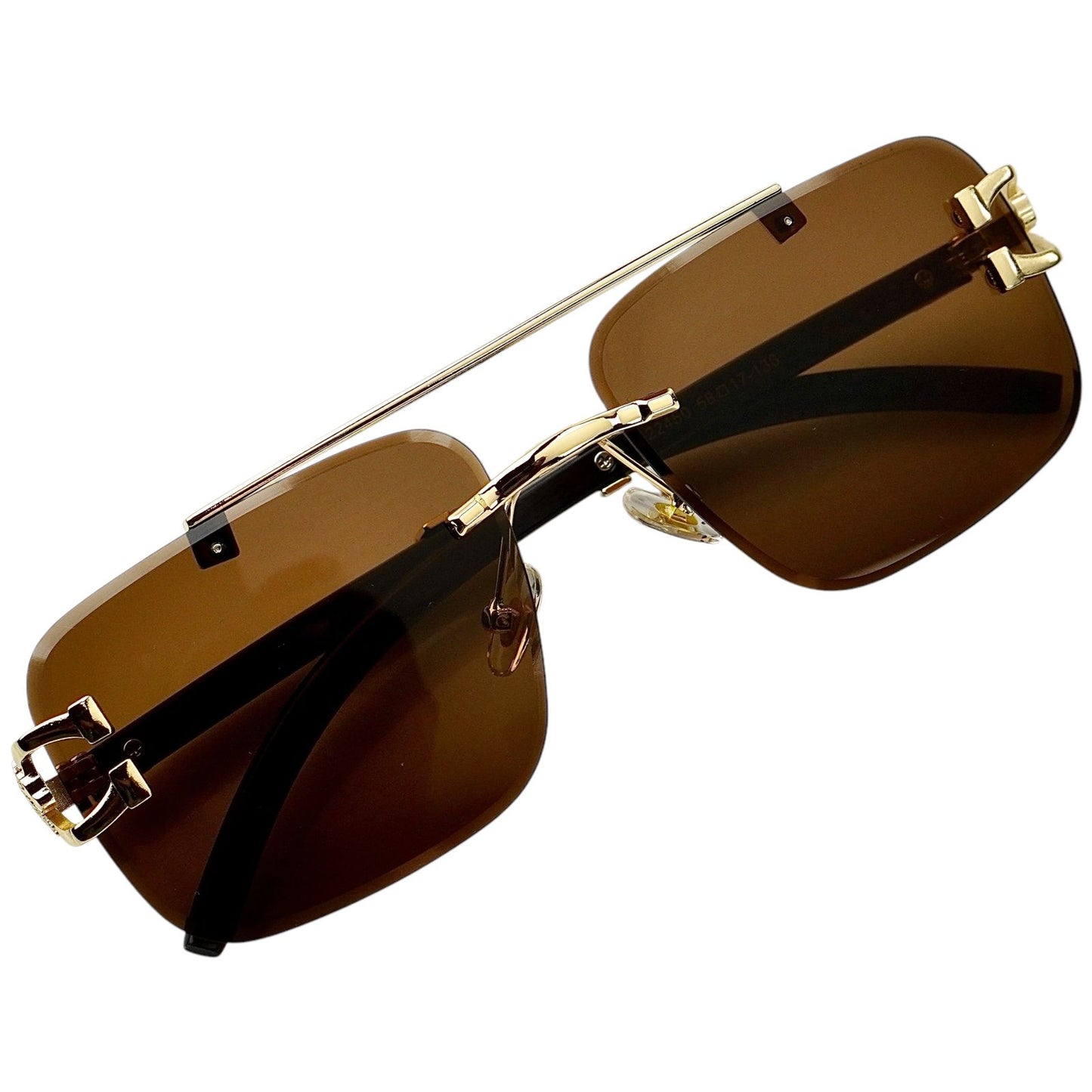 Bronze Baron - Amber Brown - Rimless Sunglasses
