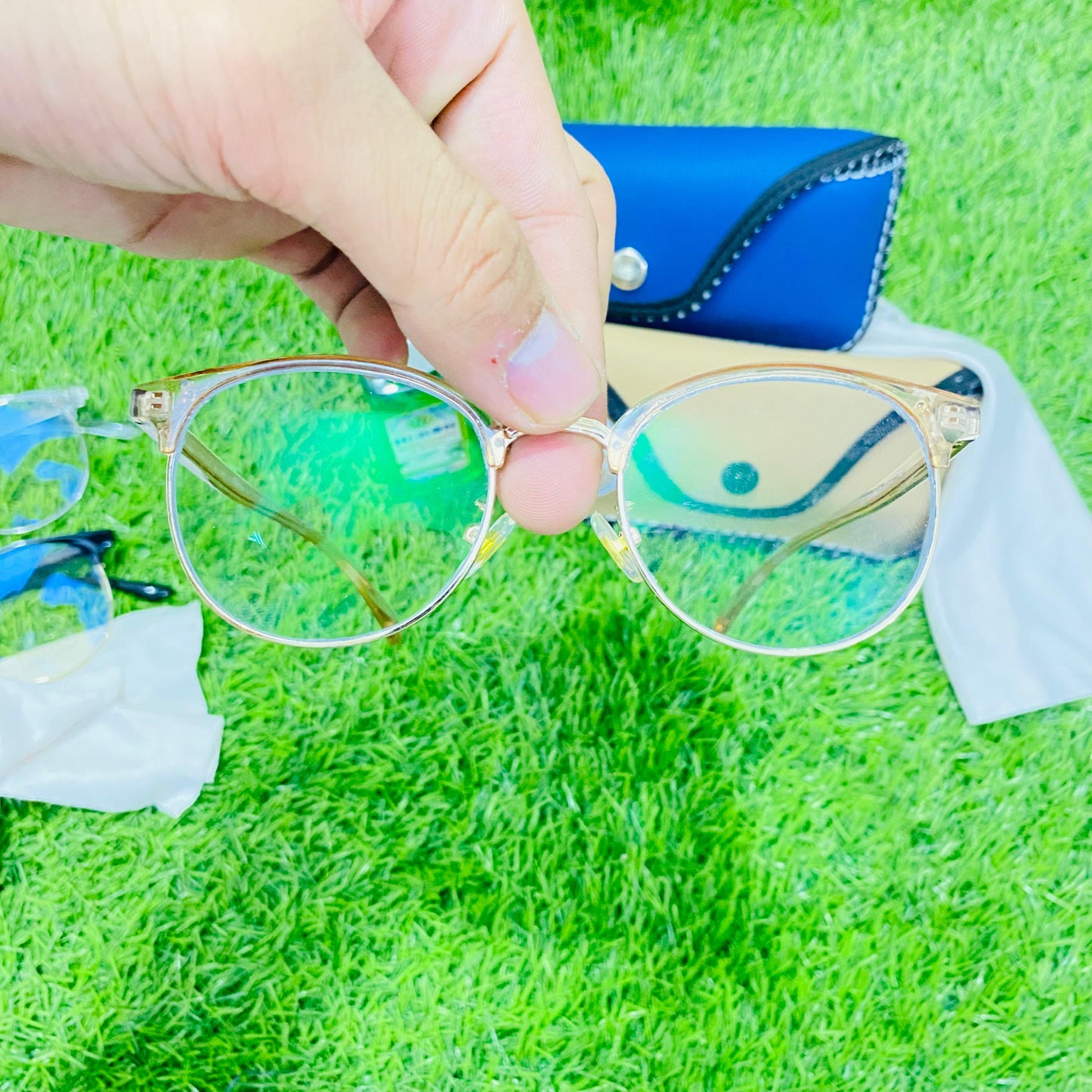 Silver - Smart Blue Light Protection Glasses with Free pouch, shiner, cleaning cloth