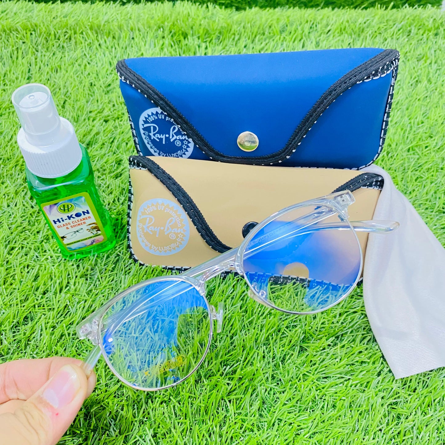 Silver - Smart Blue Light Protection Glasses with Free pouch, shiner, cleaning cloth