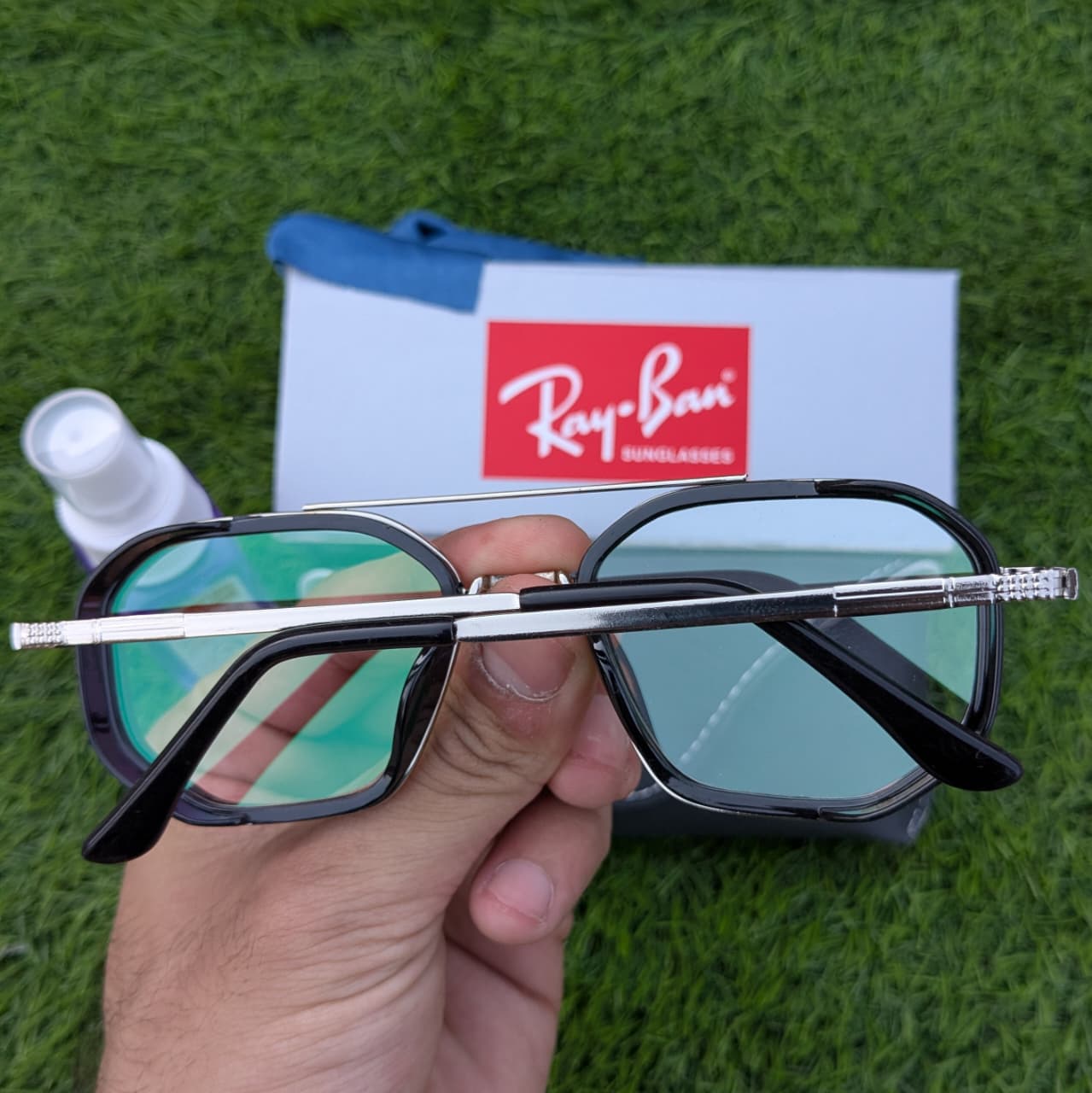 Trendy screen  Protection Glasses - Black silver -  with Free Gifts