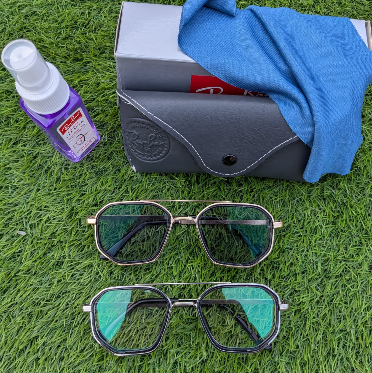 Trendy screen  Protection Glasses - Black silver -  with Free Gifts